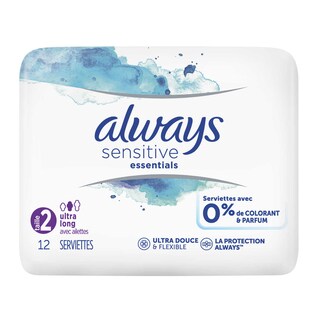 Always | Sensitive | Serviettes hygiéniques | Essential | Long | Sensitive 