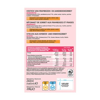 Delhaize | Fruitsticks | Aardbei | Framboos 4 x 6,5 cl