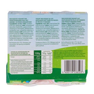 Delhaize | Yaourt | Kids | Framboisse-banane  peches  | Bio 