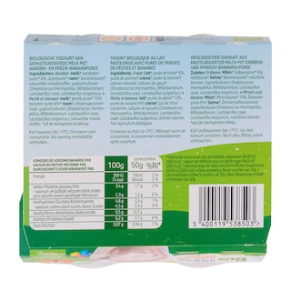 Delhaize | Yaourt | Kids | Framboisse-banane  peches  | Bio 