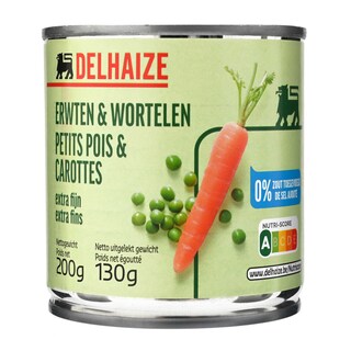 Delhaize | Petits pois-Carottes | Extra fins | Boîte 