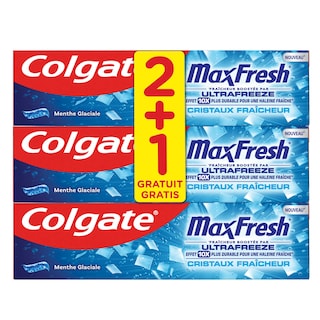 Colgate | Max Fresh | Dentifrice | Cristaux Fraicheur | 2+1 3 x 7,5 cl