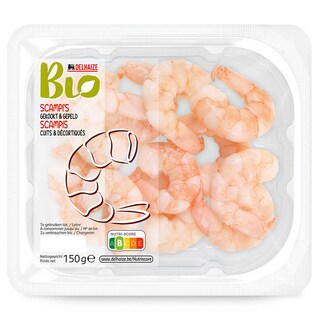 Delhaize | Bio | Scampi |Gekookte & Gepelde | Bio 150 gr