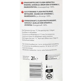 Delhaize | Jus | Orange | Sans pulpe 