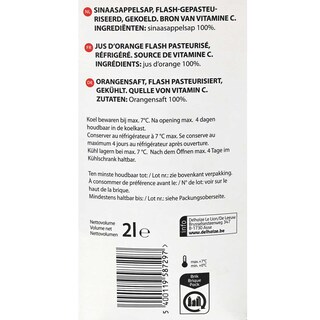 Delhaize | Sap | Sinaasappel | Zonder pulp 