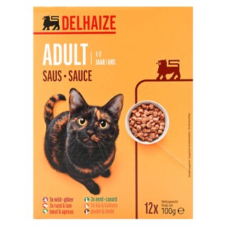 Delhaize | Aliment chat | Sauce | Adult | Mix viande 12 x 100 gr