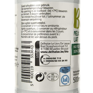 Delhaize | Bio | Lait | Demi-écrémé | Bio 