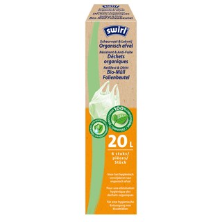 Swirl | Sac Poubelle | Poignées | 100% Biodégradable | 6st | 20L 