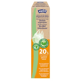 Swirl | Sac Poubelle | Poignées | 100% Biodégradable | 6st | 20L 