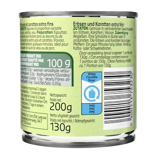 Delhaize | Petits pois-Carottes | Extra fins | Boîte 