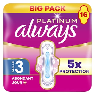 Always | Platinum | Serviettes Hygiéniques | Long | Ailettes 