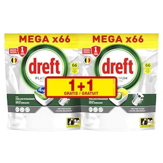 Dreft | Platinum All in One | Capsules lave-vaisselle | Citron | 1+1 