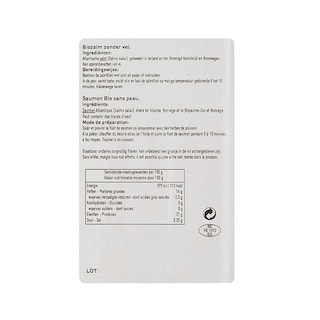 Delhaize | Bio | Zalmfilet | Zonder vel | Bio +/- 220 gr