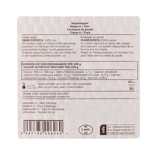 Delhaize | Escalope de poulet | Nature 