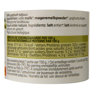 Delhaize | Bio | Yaourt | Entier | Nature | Bio 