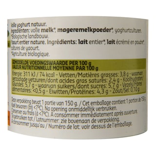 Delhaize | Bio | Yaourt | Entier | Nature | Bio 