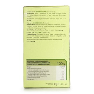 Delhaize | Thé | Vert | 100% 20 x 1,5 gr