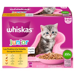 Whiskas | Aliment chat | Volaille | Junior 12 x 85 gr