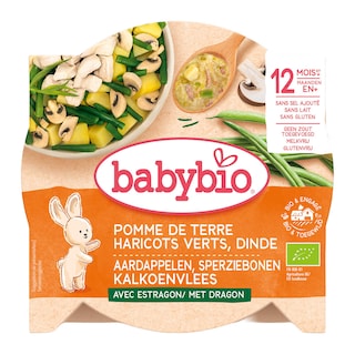 Babybio | Maaltijd | Aardappel Sperziebonen Kalkoen | 12M | Bio 