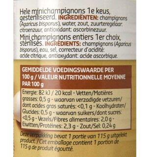 Delhaize | Champignons | Entiers | Mini 115 gr
