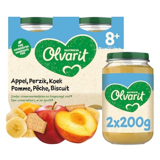 Olvarit | Fruitpap | Appel Perzik Koek | Baby | 8M 
