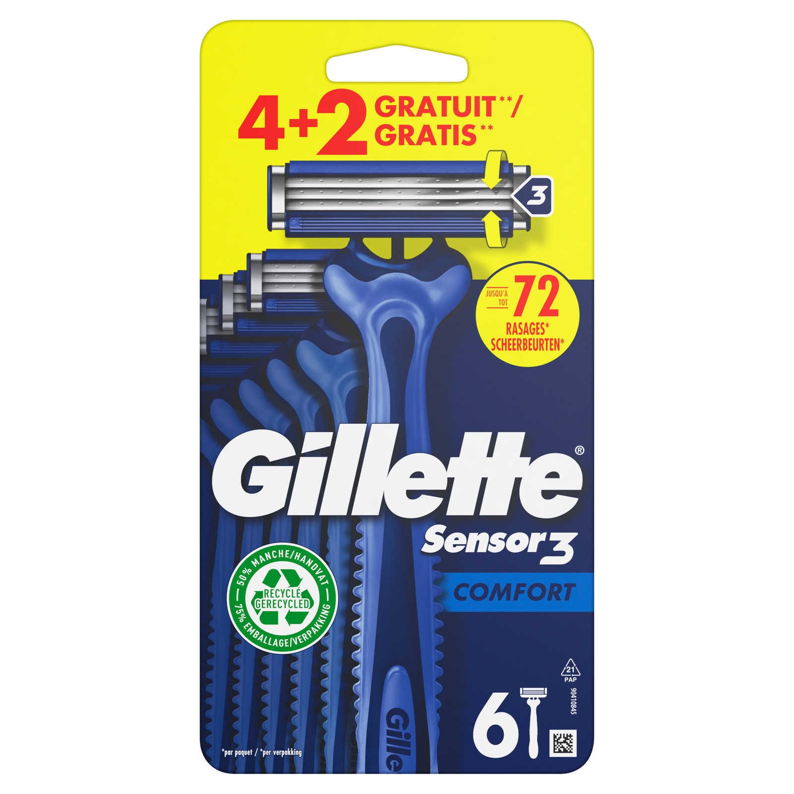 Gillette Wegwerpscheermes | Sensor 3 | Comfort | 4+2st