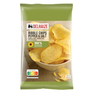 Delhaize | Chips | Ribbled | Poivre-Sel 