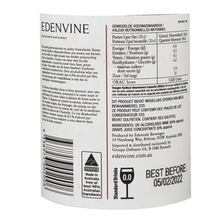 Edenvine | 0 % | vin sans alcool | Shiraz | Rouge 75 cl