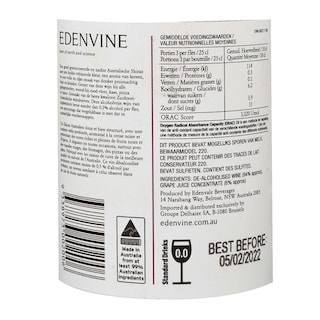 Edenvine | 0 % | vin sans alcool | Shiraz | Rouge 