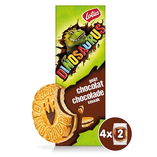 Lotus | Dinosaurus | Biscuit | Fourré | Chocolat | Snack pack 174 gr
