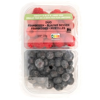 Delhaize | Duo | framboos | blauwe bes 