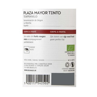 Espagne - Spanje | Castilla - La Mancha | Plaza Mayor Tempranillo R | Bio 