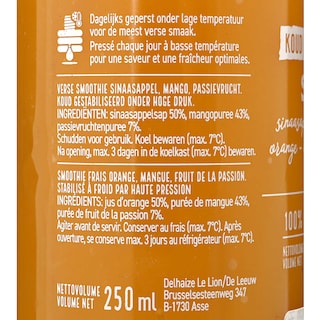 Delhaize | Smoothie | Mangue-Orange-Pas fr | Frais 25 cl