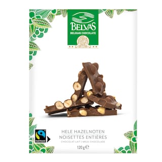 Belvas | Chocolade | Thins Melk | Hele hazelnoten 