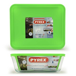 Pyrex | Rechthoekige schaal met deksel | 27x22x9cm 