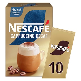 Nescafé | Cappuccino décaféiné | Café soluble | 10 sticks 