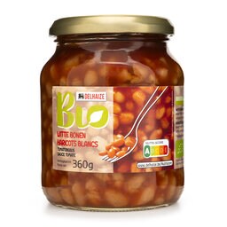 Delhaize | Bio | Witte bonen | Tomatensaus | Bio | Bokaal 360 gr