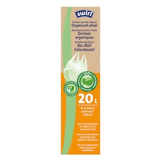 Swirl | Sac Poubelle | Poignées | 100% Biodégradable | 6st | 20L 