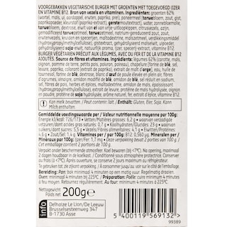 Delhaize | Plant-Based | Burger | Groenten | Veggie 200 gr