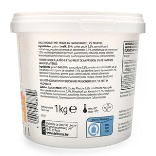 Delhaize | Yoghurt | Vol | Perzik en passievrucht 