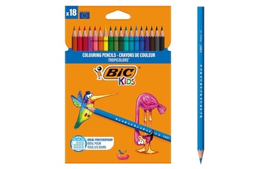 Lot de 18 crayons de couleur - BIC Kids - Couleurs assorties - Evolution Stripes - Dessins - Peinture