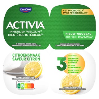 Activia | Yaourt | Arome citron | Probiotiques 4 x 125 gr