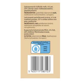 Delhaize | Melk | Geëvaporeerd | Halfvol | 4% 