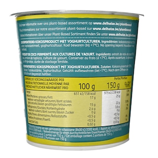 Delhaize | Plant-based | Yaourt végétal | Lait de coco | non sucré 