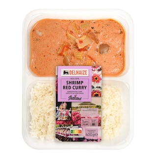 Delhaize | Scampi | curry rouge | Riz 