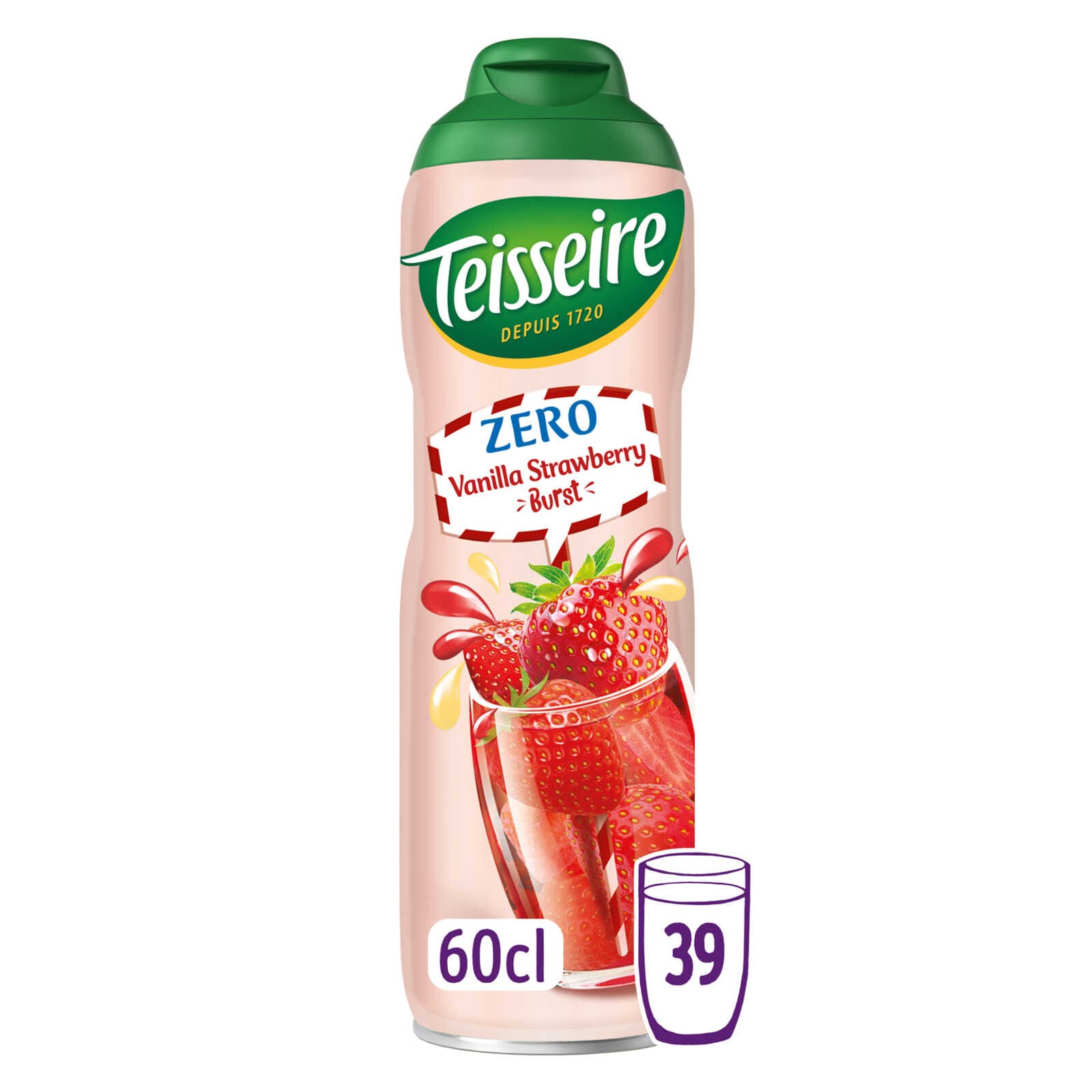 Teisseire Siroop | Vanille - Aardbei | Zonder suiker