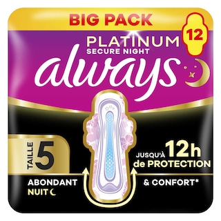 Always | Platinum | Serviettes Hygiéniques | Secure Extra Nuit 