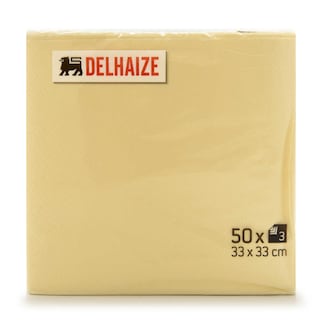 Delhaize | Serviettes | crème | 3 pis | 33x33cm 