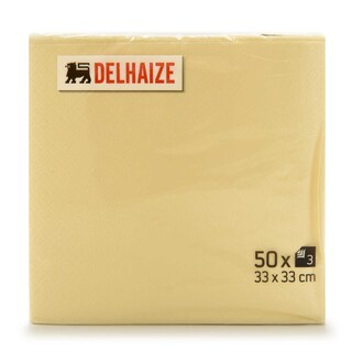 Delhaize | Serviettes | crème | 3 pis | 33x33cm 50 pc