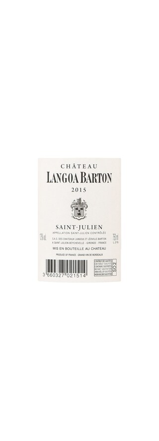 Chateau Langoa Barton | Saint-Julien Grand Cru Classé | 2015 